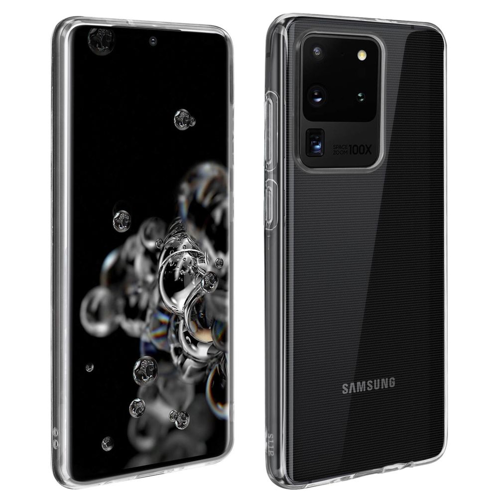 Avizar - Coque Samsung Galaxy S20 Ultra Silicone et Film Verre Trempé 9H Contour Noir - Coque, étui smartphone
