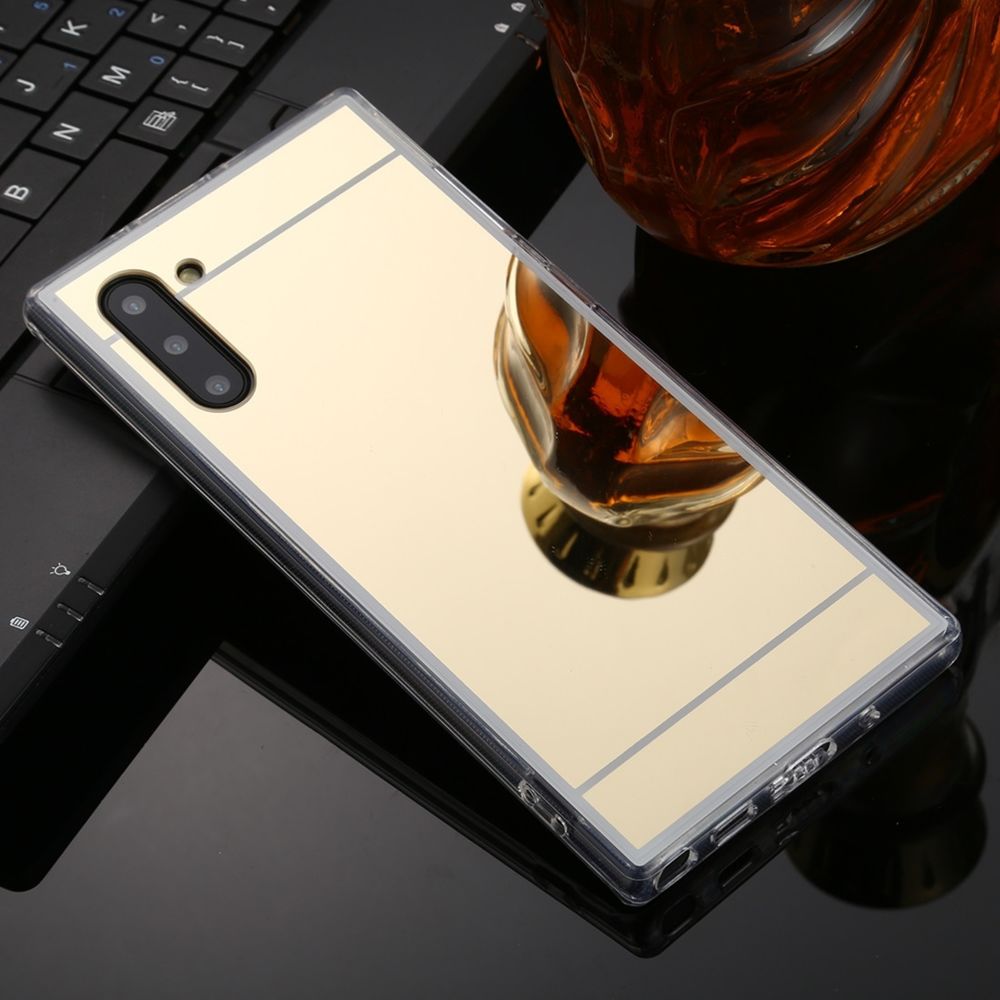 Wewoo - Housse Étui Coque Pour Galaxy Note 10 TPU + Acrylique Placage de luxe Miroir de protection téléphone Or - Coque, étui smartphone