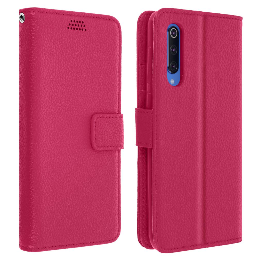 Avizar - Housse Xiaomi Mi 9 Étui Porte carte Support Vidéo rose fuchsia - Coque, étui smartphone