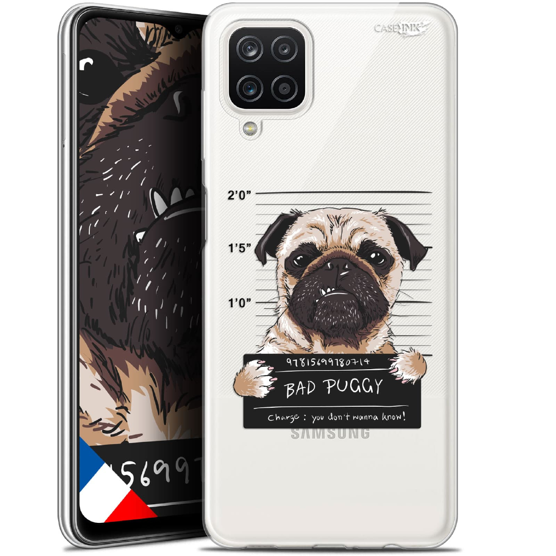 Caseink - Coque arrière Samsung Galaxy A12 (6.5 ) Gel HD [ Nouvelle Collection - Souple - Antichoc - Imprimé en France] Beware The Puggy Dog - Coque, étui smartphone