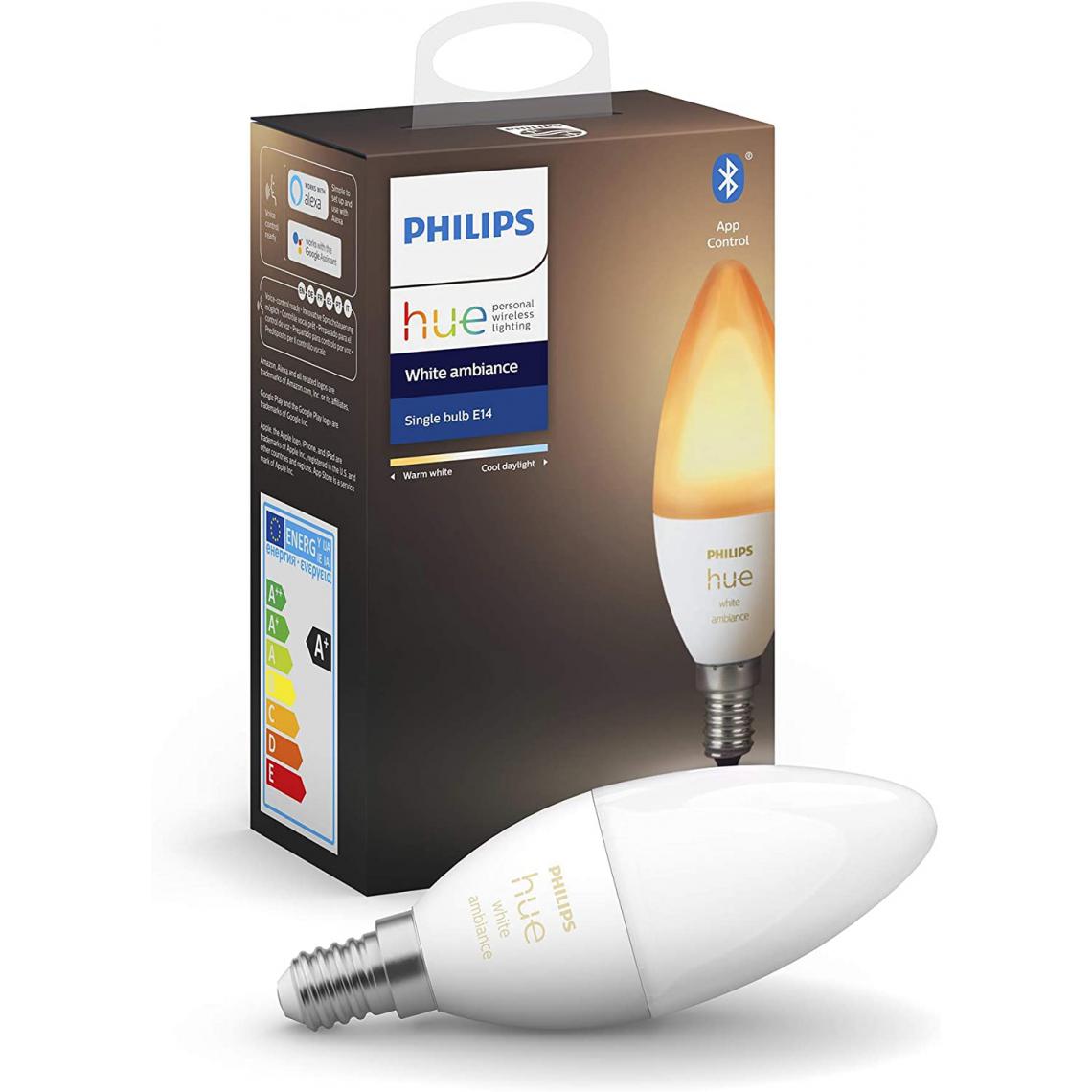 Philips - ampoule flamme E14, compatible Bluetooth - Lampe connectée