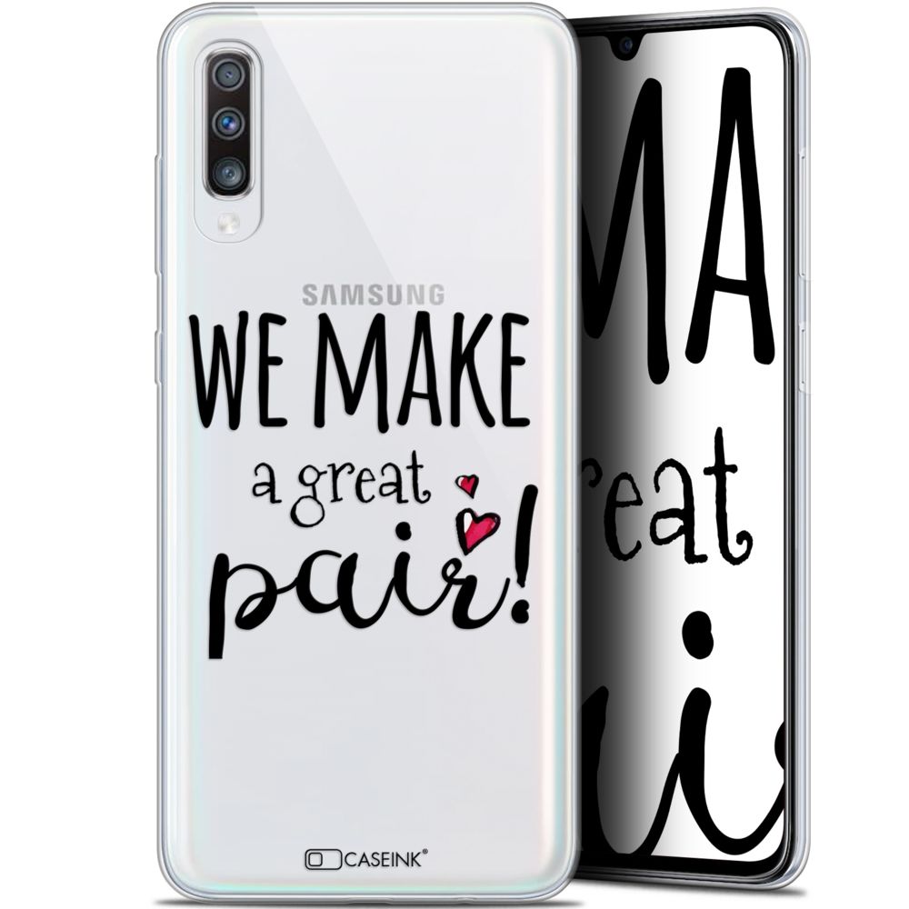 Caseink - Coque Pour Samsung Galaxy A70 (6.7 ) [Gel HD Collection Love Saint Valentin Design We Make Great Pair - Souple - Ultra Fin - Imprimé en France] - Coque, étui smartphone