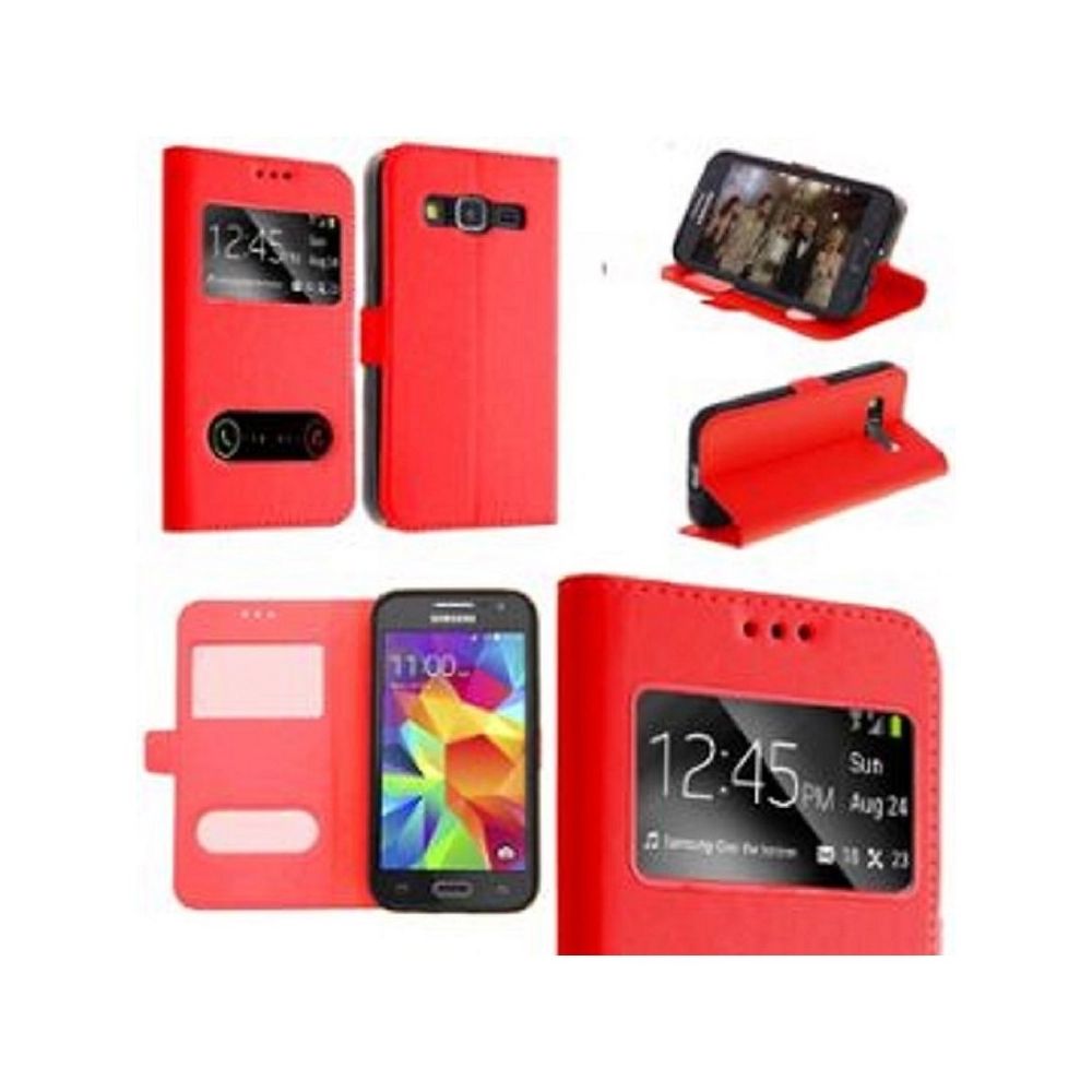 marque generique - Etui Housse Coque Pochette View Case Rouge pour Samsung Galaxy S6 - Coque, étui smartphone