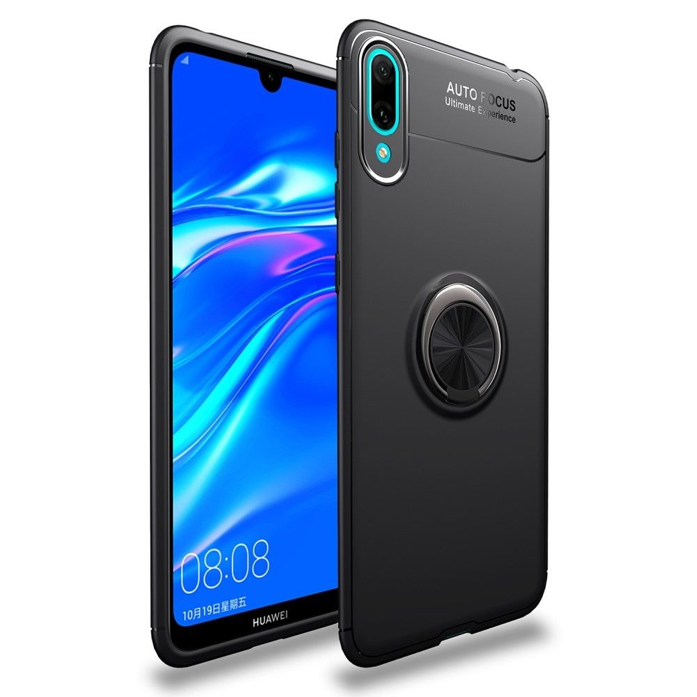 marque generique - Coque en TPU béquille anneau de doigt tout noir pour votre Huawei Enjoy 9/Y7 Pro (2019) - Autres accessoires smartphone