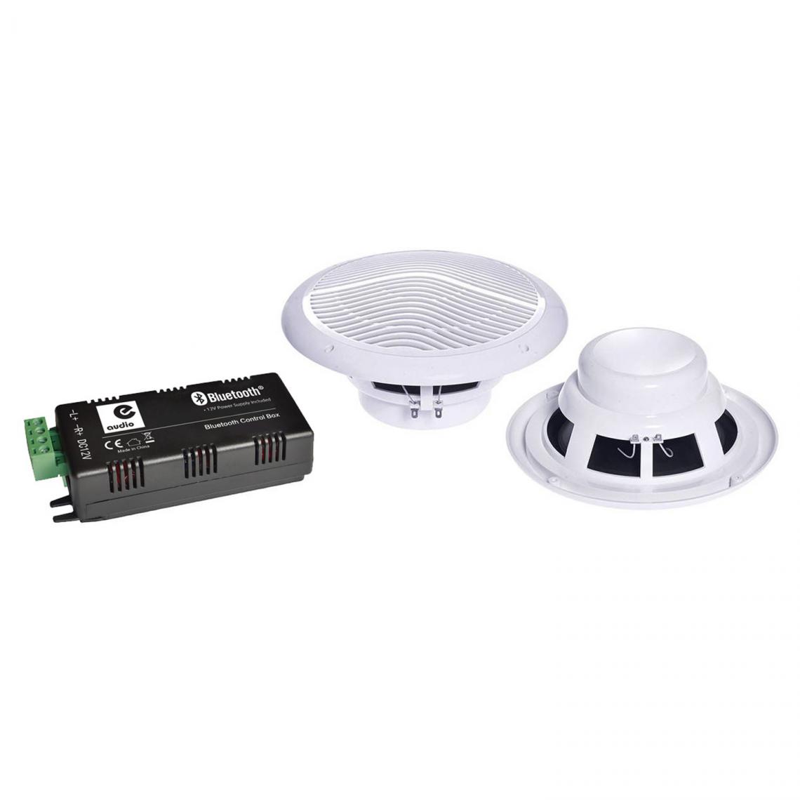 E-Audio - E-AUDIO B300C - Paire d'haut-parleurs Marins Résitants à l'humidité avec Amplificateur 30W Google Home Bluetooth Amazon Alexa - Hauts-parleurs