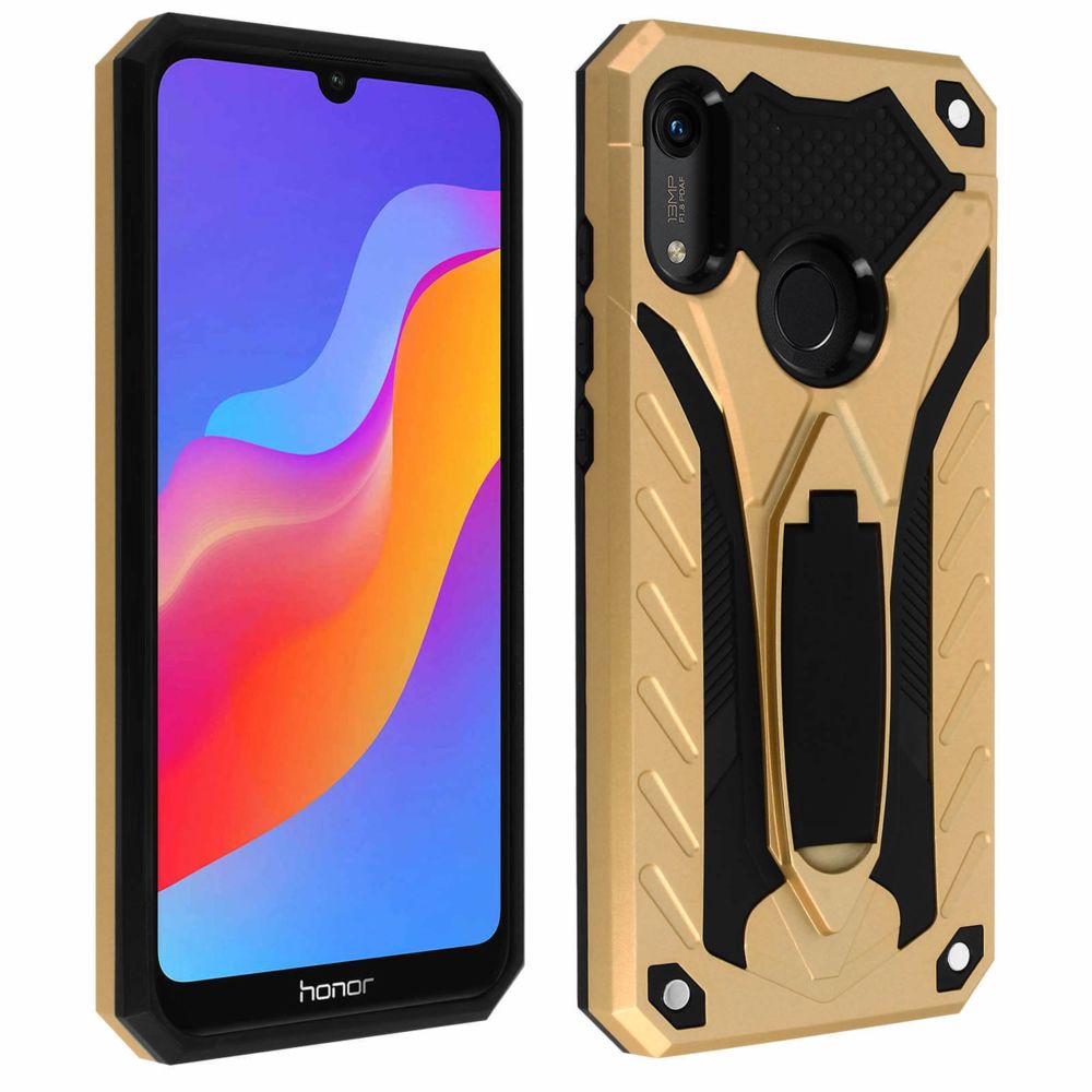 Avizar - Coque Huawei Y6 2019 / Y6S et Honor 8A Bi-matière Antichoc Fonction Support Or - Coque, étui smartphone