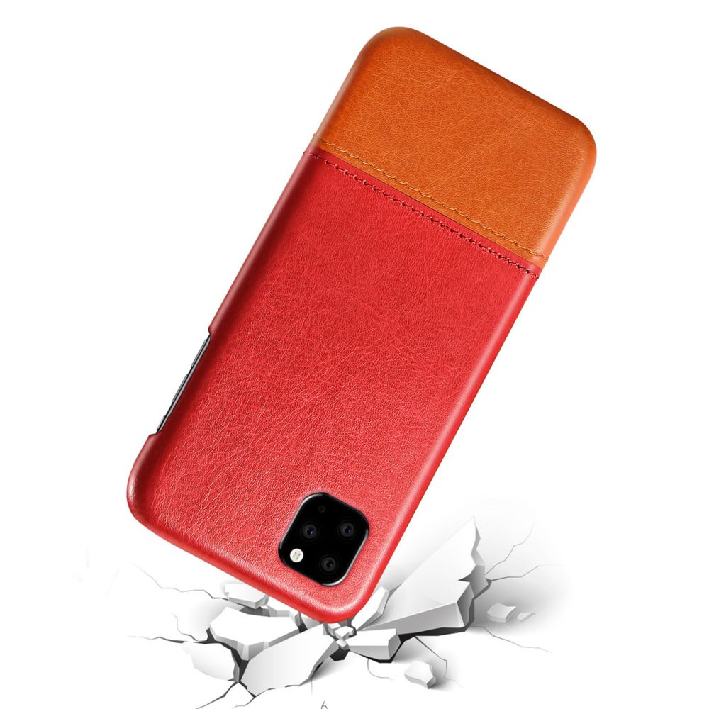 marque generique - Etui coque en cuir bicolore pour Apple iPhone X / XS - Rouge/Kaki - Coque, étui smartphone