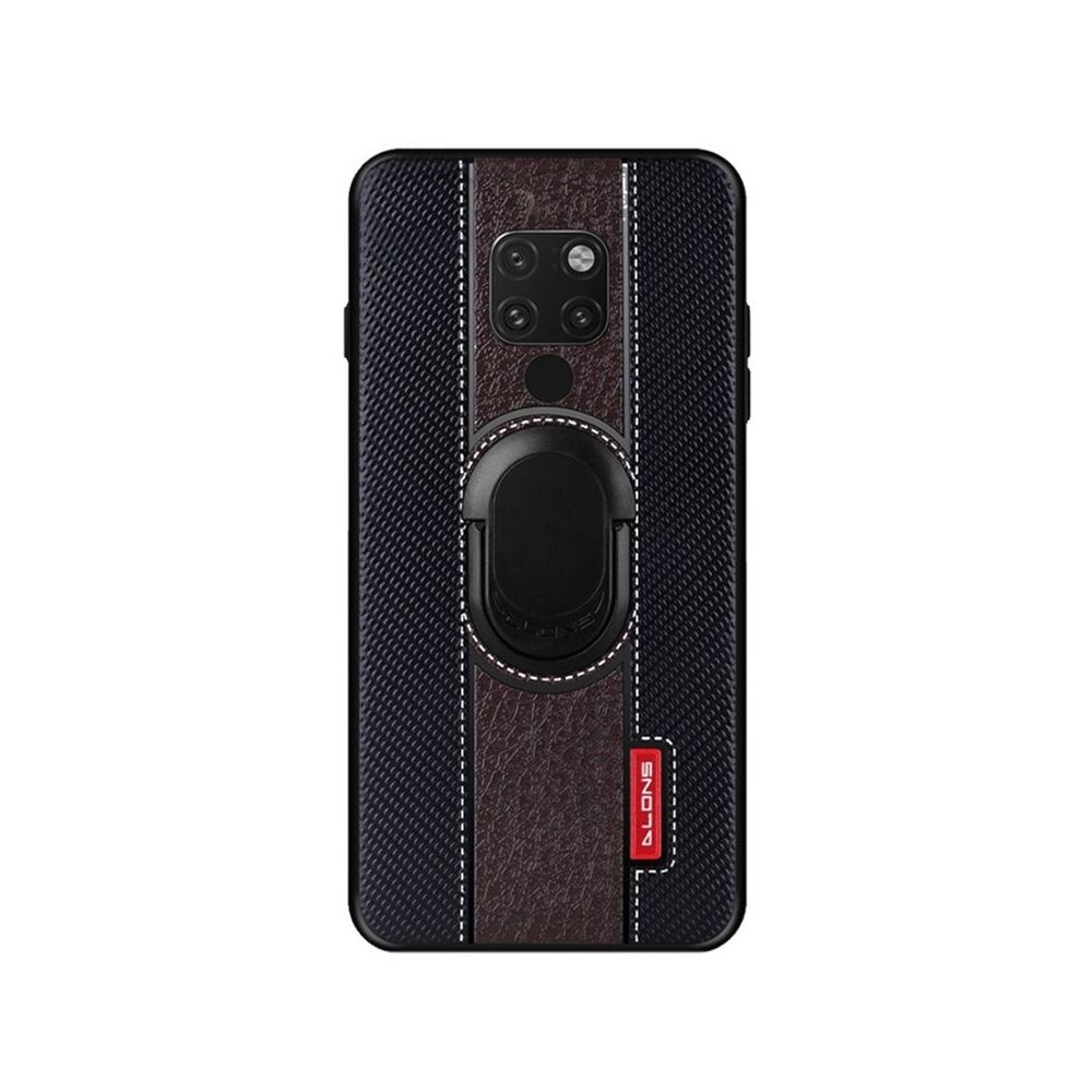 marque generique - Etui coque de protection en cuir avec bague pour Huawei P30 Lite - Brun - Coque, étui smartphone