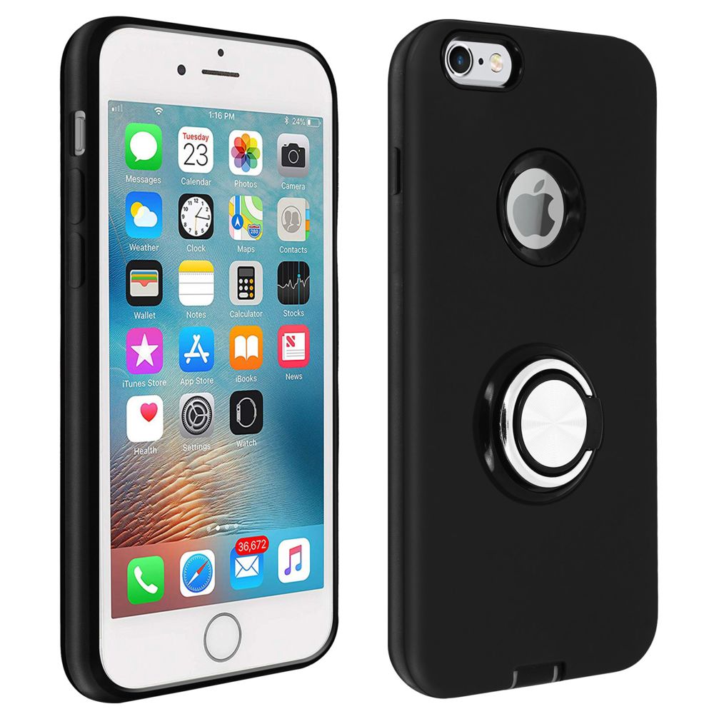 Avizar - Coque Apple iPhone 6 Plus/6S Plus Antichoc Bague Maintien Support Vidéo Noir - Coque, étui smartphone