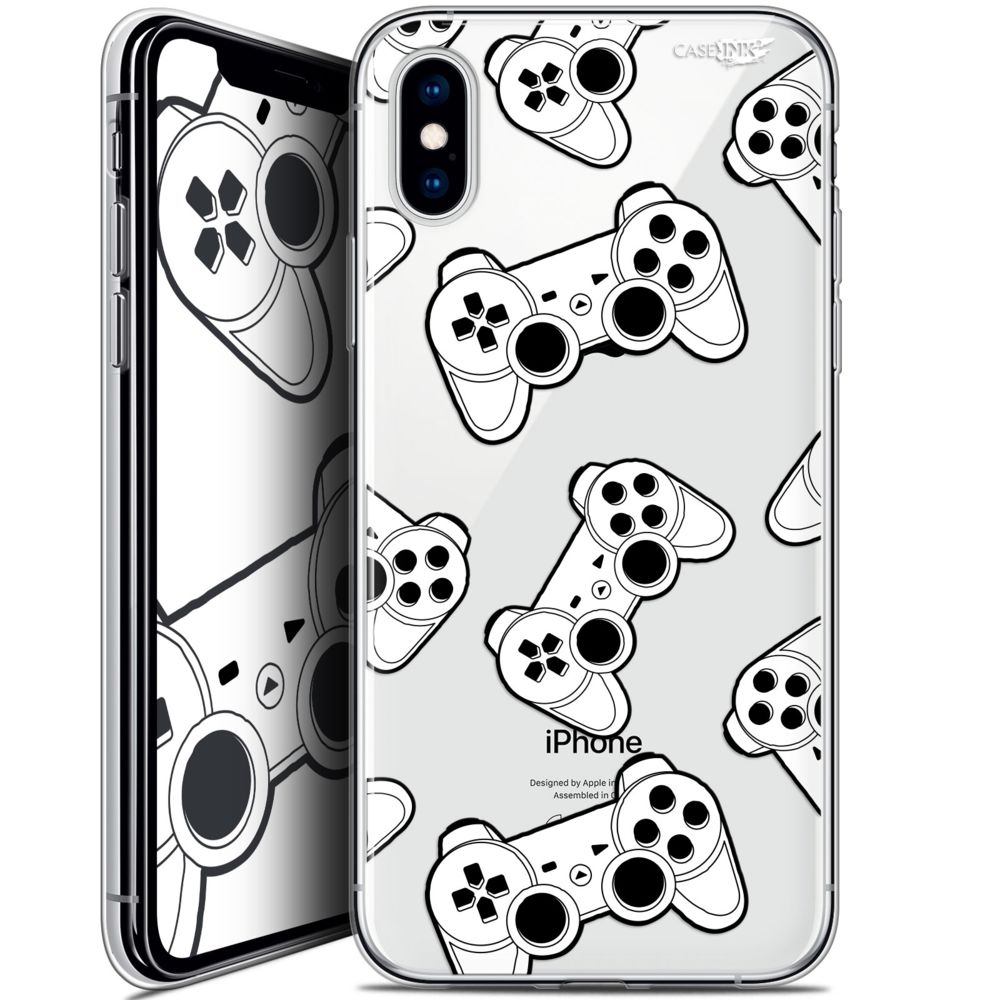 Caseink - Coque arrière Apple iPhone Xs / X (5.8 ) Crystal Gel HD [ Nouvelle Collection - Souple - Antichoc - Imprimé en France] Game Play Joysticks - Coque, étui smartphone