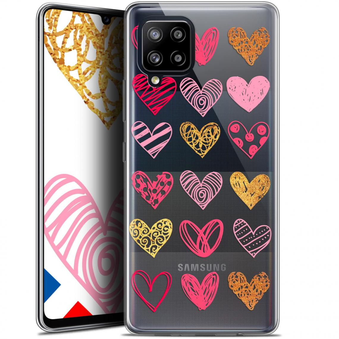 Caseink - Coque Pour Samsung Galaxy A42 5G (6.6 ) [Gel HD Collection Sweetie Design Doodling Hearts - Souple - Ultra Fin - Imprimé en France] - Coque, étui smartphone