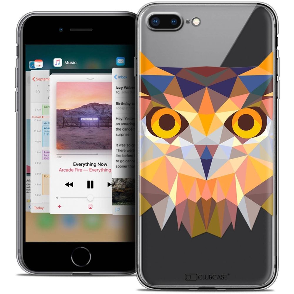 Caseink - Coque Housse Etui Apple iPhone 8 Plus (5.5 ) [Crystal Gel HD Polygon Series Animal - Souple - Ultra Fin - Imprimé en France] Hibou - Coque, étui smartphone