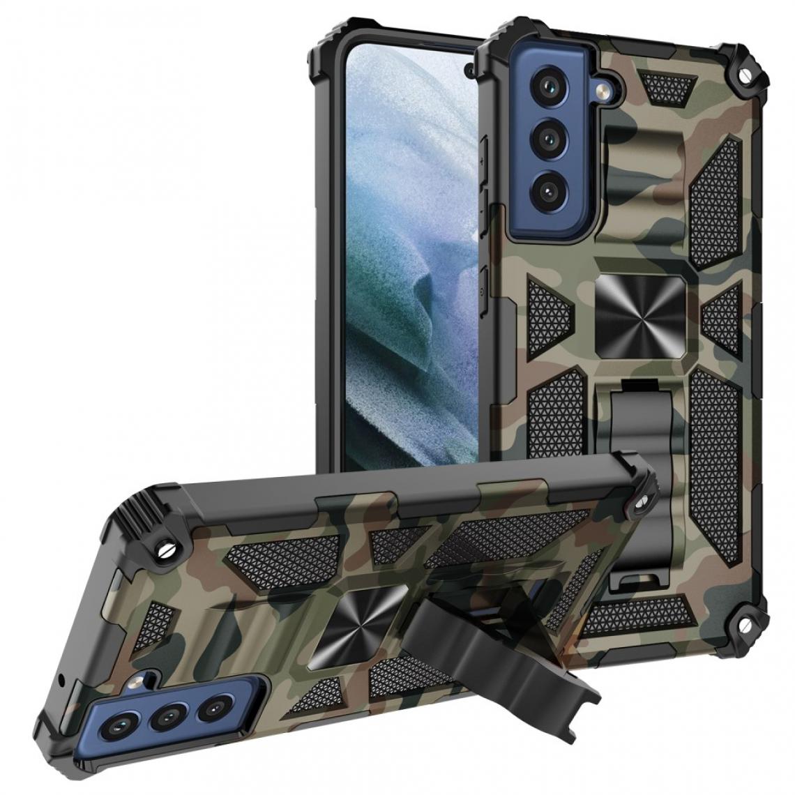 Other - Coque en TPU Camouflage 2 en 1 détachable avec feuille aimantée vert armé pour votre Samsung Galaxy S21 FE - Coque, étui smartphone