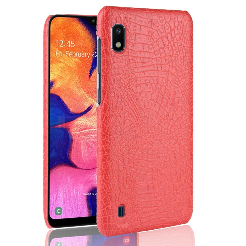 Wewoo - Coque Rigide Crocodile antichoc Texture PC + Etui PU pour Galaxy A10 Rouge - Coque, étui smartphone