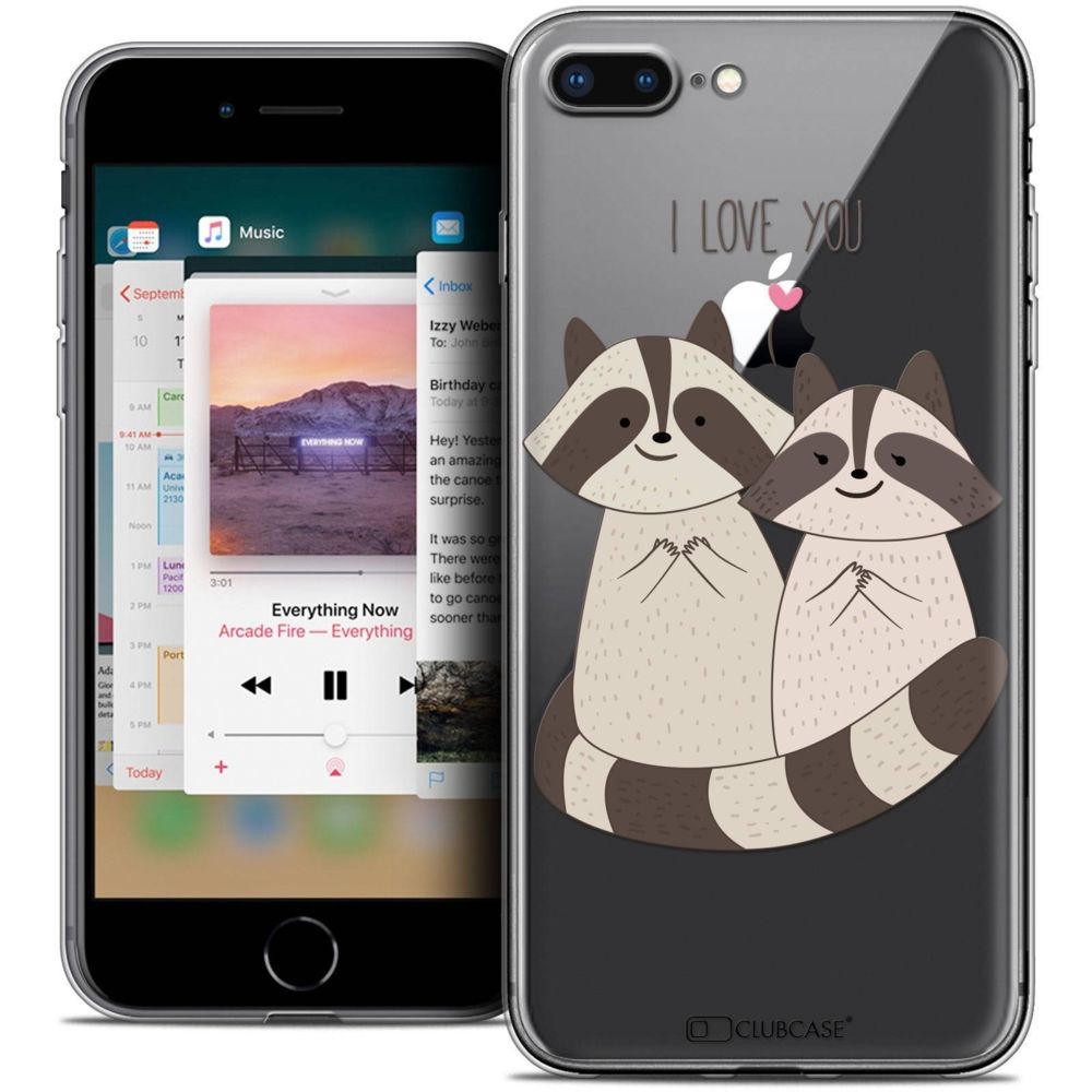 Caseink - Coque Housse Etui Apple iPhone 8 Plus (5.5 ) [Crystal Gel HD Collection Sweetie Design Racoon Love - Souple - Ultra Fin - Imprimé en France] - Coque, étui smartphone