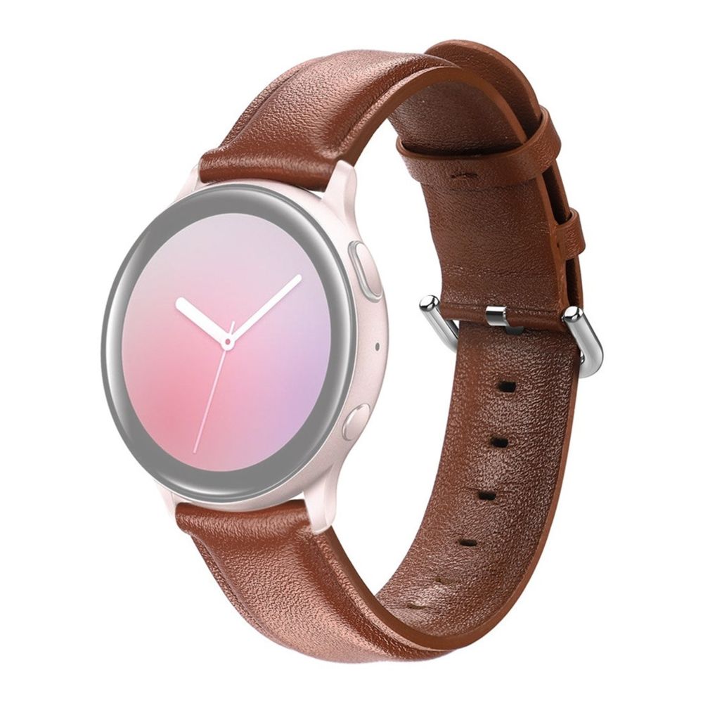 Wewoo - Bracelet pour montre connectée Galaxy Watch Active Smart Montre-bracelet en cuir véritable avec dragonnetaille 22 mm marron - Bracelet connecté