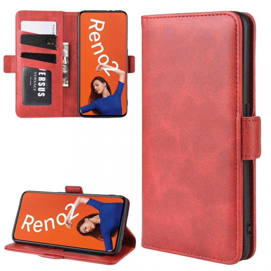 Wewoo - Housse Coque Pour OPPO RENO2 Etui portefeuille en cuir avec étui et porte-cartes rouge - Coque, étui smartphone