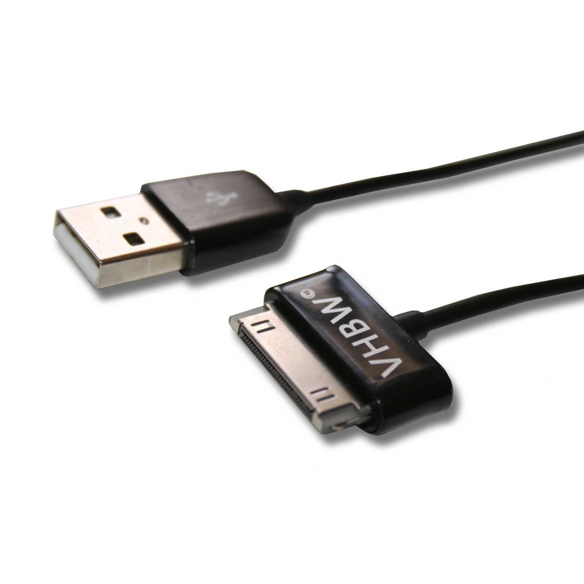 Vhbw - vhbw Câble de données USB (type A sur tablette) 2en1 câble de chargement 120cm convient pour Samsung Galaxy Tab GT-P7501, GT-P7510 tablette - noir - Support téléphone pour voiture