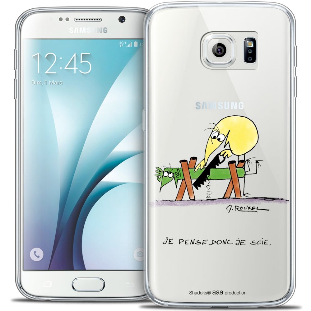 Caseink - Coque Housse Etui Samsung Galaxy S6 [Crystal HD Collection Les Shadoks ? Design Je pense Donc - Rigide - Ultra Fin - Imprimé en France] - Coque, étui smartphone