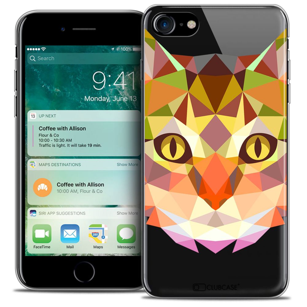 Caseink - Coque Housse Etui Apple iPhone 7 (4.7 ) [Crystal Gel HD Polygon Series Animal - Souple - Ultra Fin - Imprimé en France] Chat - Coque, étui smartphone