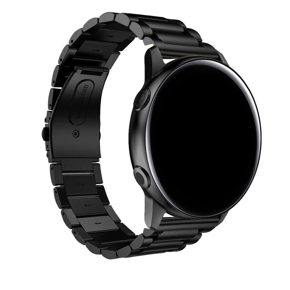Avizar - Bracelet Galaxy Watch Active2 40mm Maillons en Acier Fermoir papillon Noir - Accessoires montres connectées