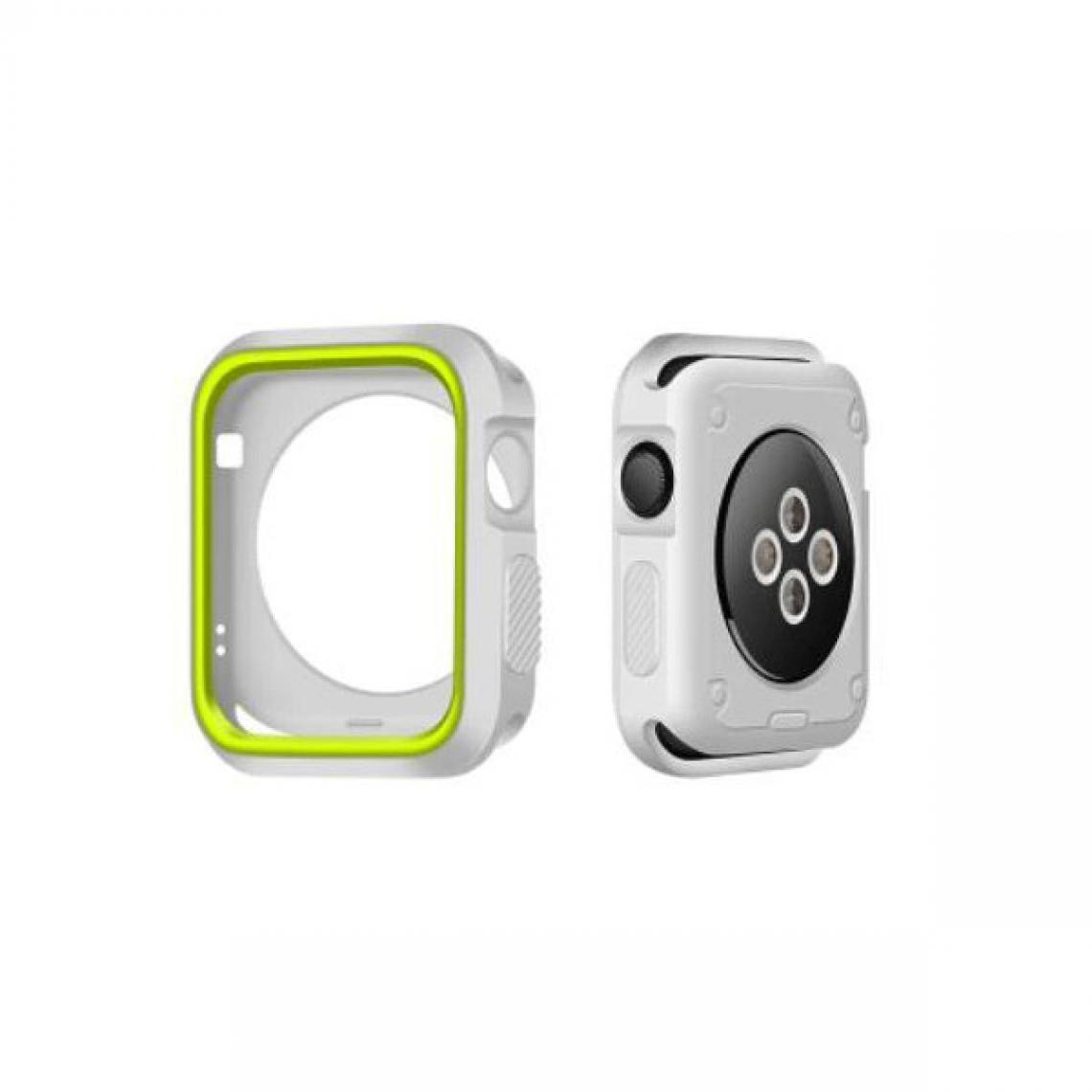 Phonecare - Coque Military Anti-impact DoubleColor pour Apple Watch Seriess 5 - 40mm - Gris / Vert fluorescent - Coque, étui smartphone