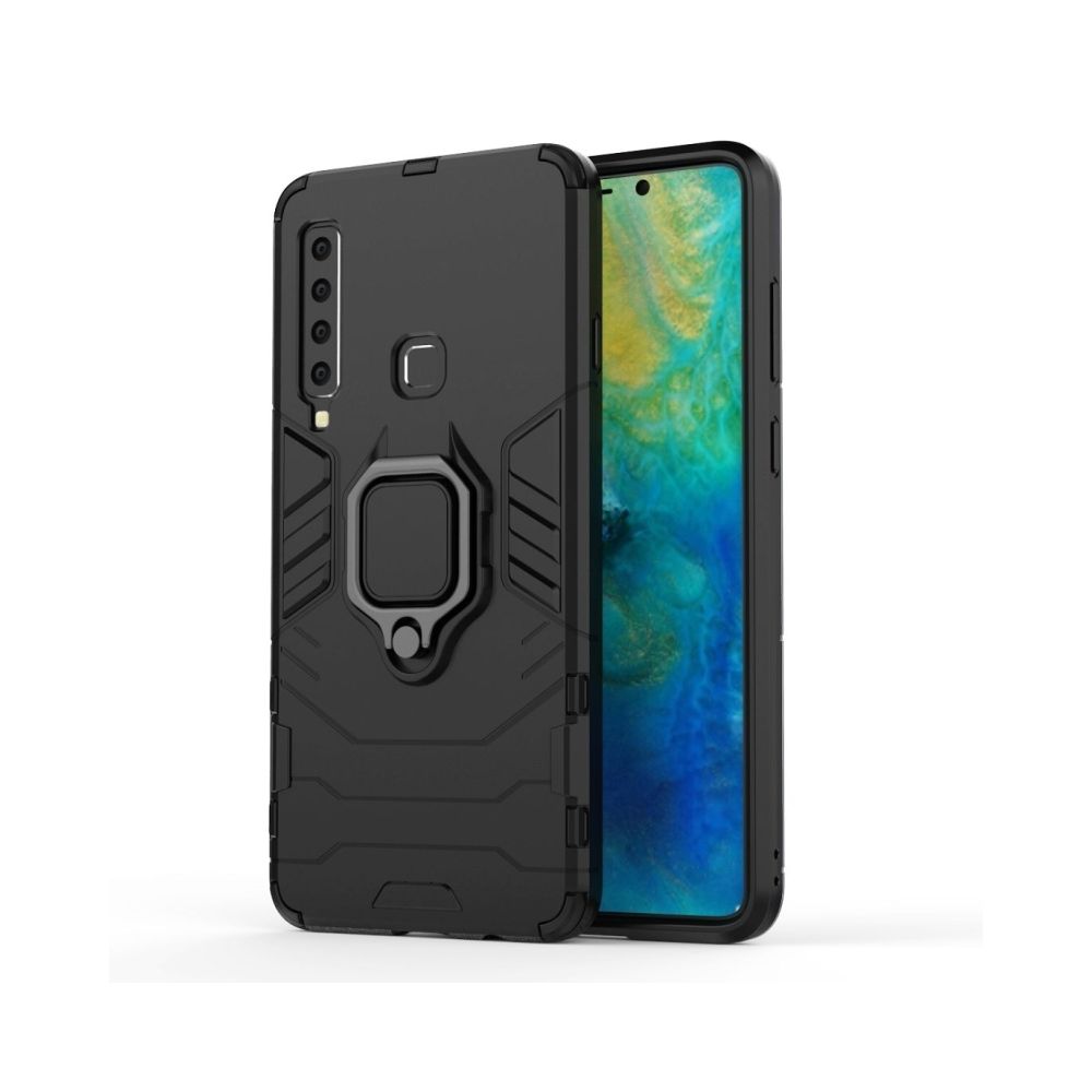 Wewoo - Coque Housse de protection antichoc PC + TPU pour Galaxy A9 (2018), avec support d'anneau magnétique (noir) - Coque, étui smartphone