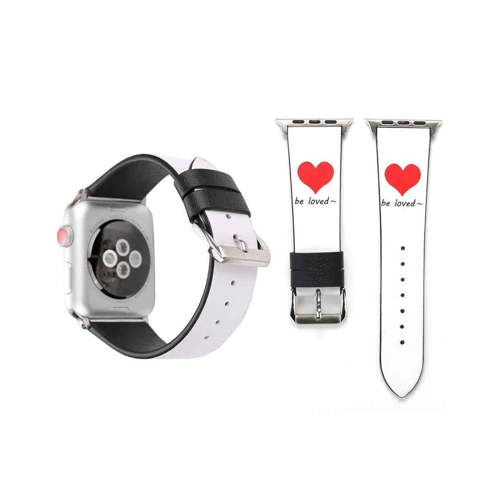 Wewoo - Bande de montre-bracelet en cuir véritable pour Apple Watch série 3 & 2 & 1 42mm blanc - Accessoires Apple Watch