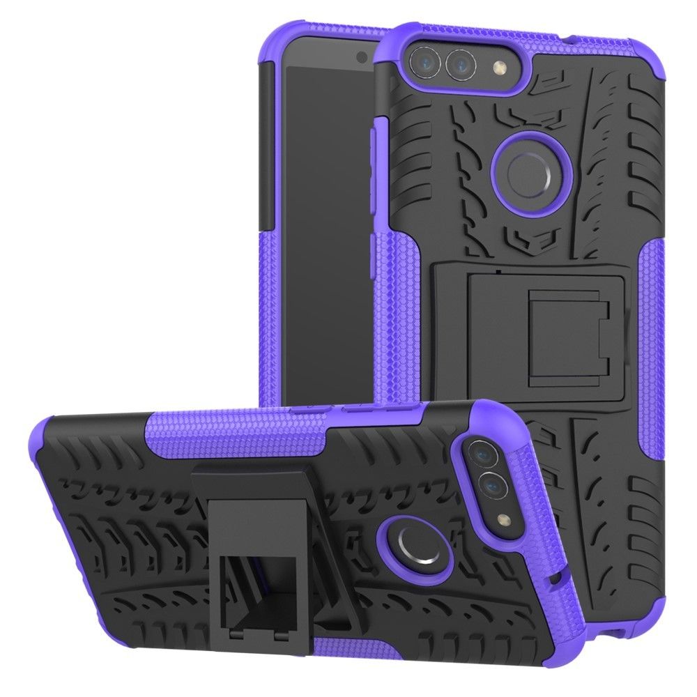 marque generique - Coque en silicone hybride anti-dérapant violet pour votre Huawei P Smart/Enjoy 7S - Autres accessoires smartphone