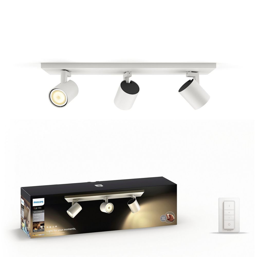 Philips Hue - White Ambiance RUNNER Spot barre tube 2x5.5W - Blanc (télécommande incluse) - Bluetooth - Lampe connectée