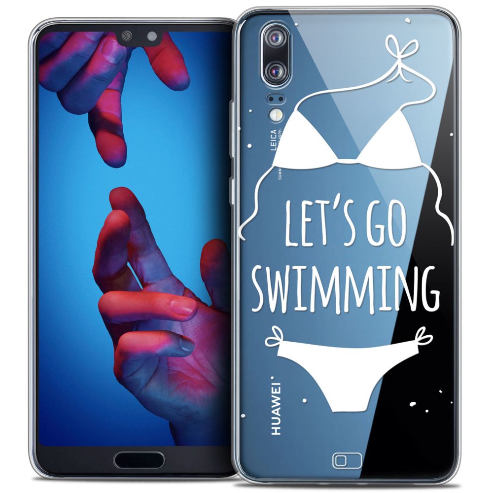 Caseink - Coque Housse Etui Huawei P20 (5.8 ) [Crystal Gel HD Collection Summer Design Let's Go Swim - Souple - Ultra Fin - Imprimé en France] - Coque, étui smartphone