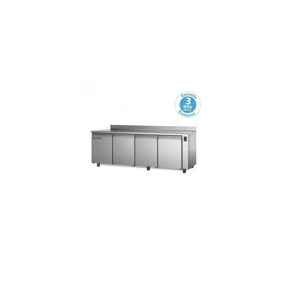 Materiel Chr Pro - Table réfrigérée positive master - sans groupe - 4 portes - 480 litres - avec dosseret - 4 PortesPleine - Réfrigérateur américain