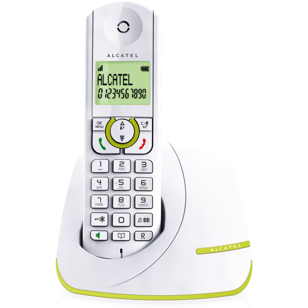 Alcatel - alcatel - téléphone sans fil dect blanc.vert - f390vert - Téléphone fixe-répondeur