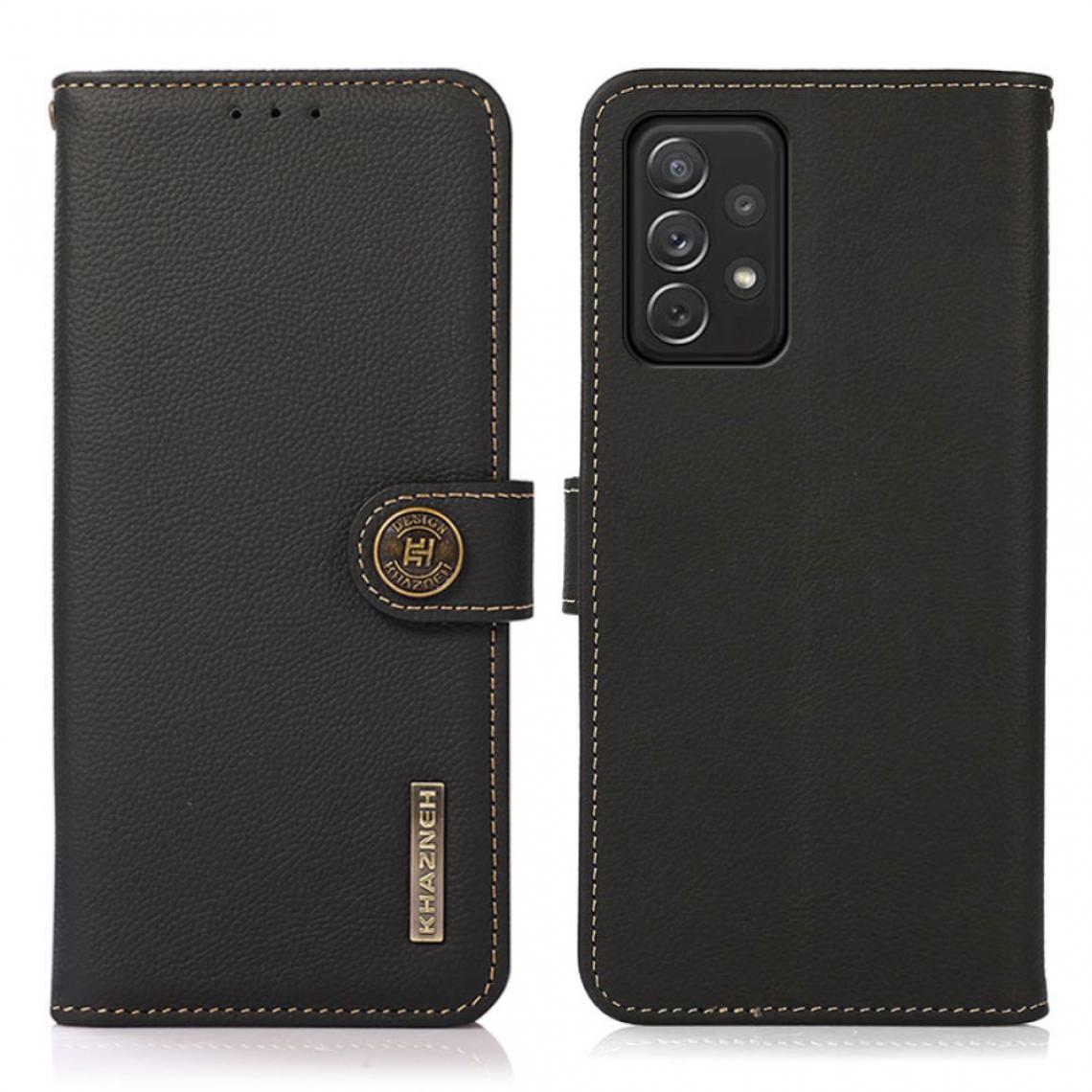 Other - Etui en cuir véritable avec balayage antivol RFID avec support noir pour votre Samsung Galaxy A72 5G/4G - Coque, étui smartphone