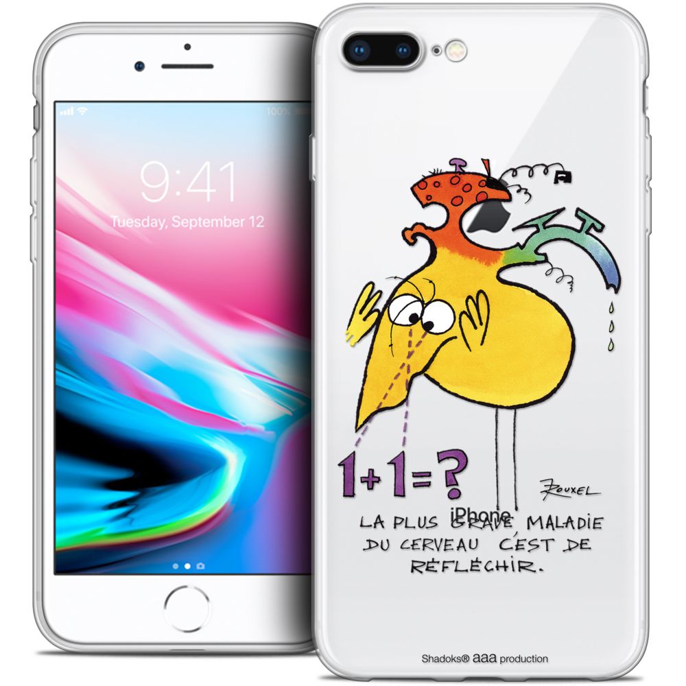 Caseink - Coque Housse Etui Apple iPhone 7 Plus (5.5 ) [Crystal Gel HD Collection Les Shadoks ? Design Réfléchir - Souple - Ultra Fin - Imprimé en France] - Coque, étui smartphone