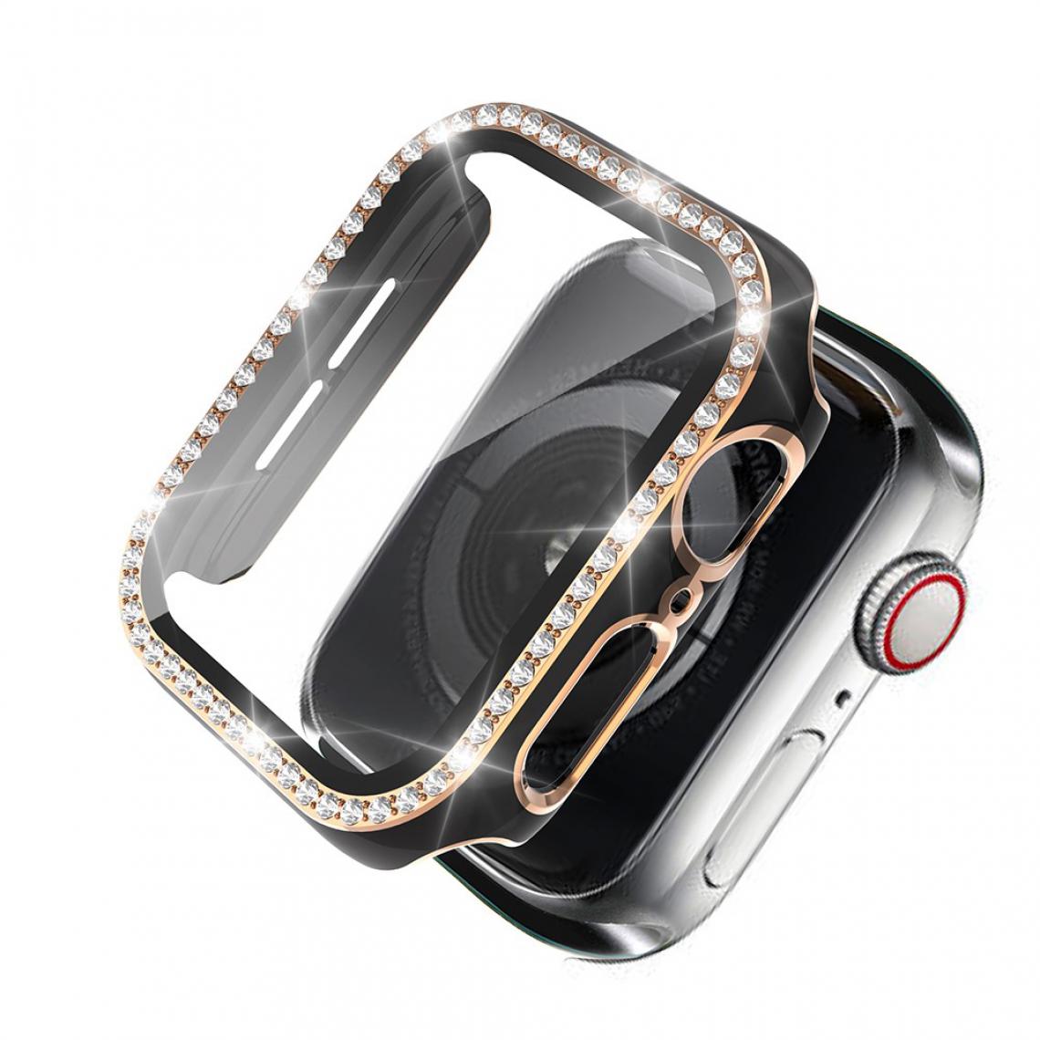 Other - Coque en TPU Cadre en cristal de galvanoplastie noir/or pour votre Apple Watch 4/5/6/SE 40mm - Accessoires bracelet connecté