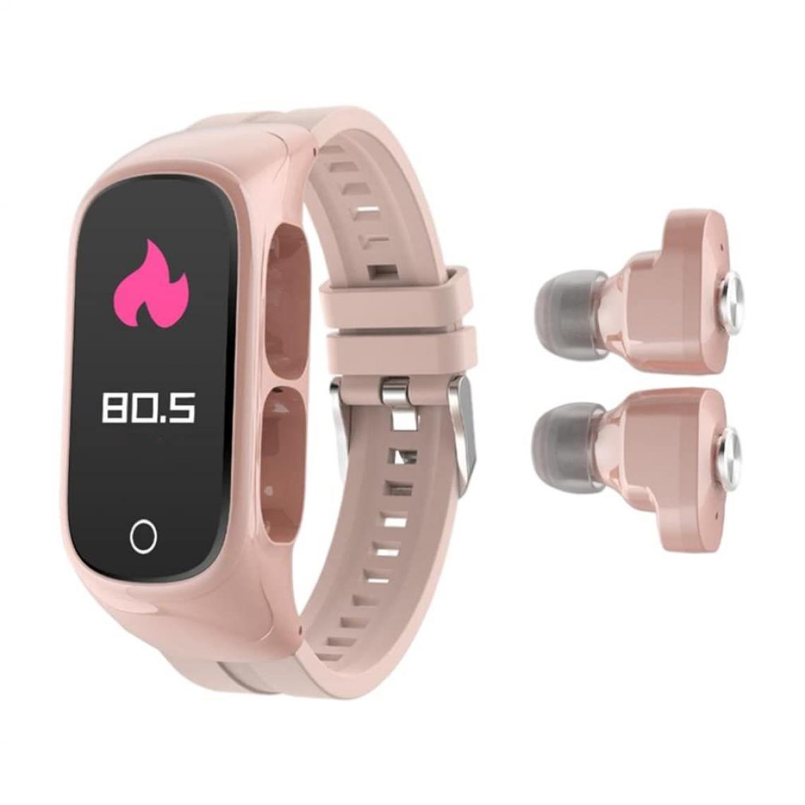 Chronotech Montres - Smart Watch Wireless Headphones 2 in 1 Fitness Tracker Wristband TWS Headphones. Applicable to Apple, Android (pink) - Montre connectée