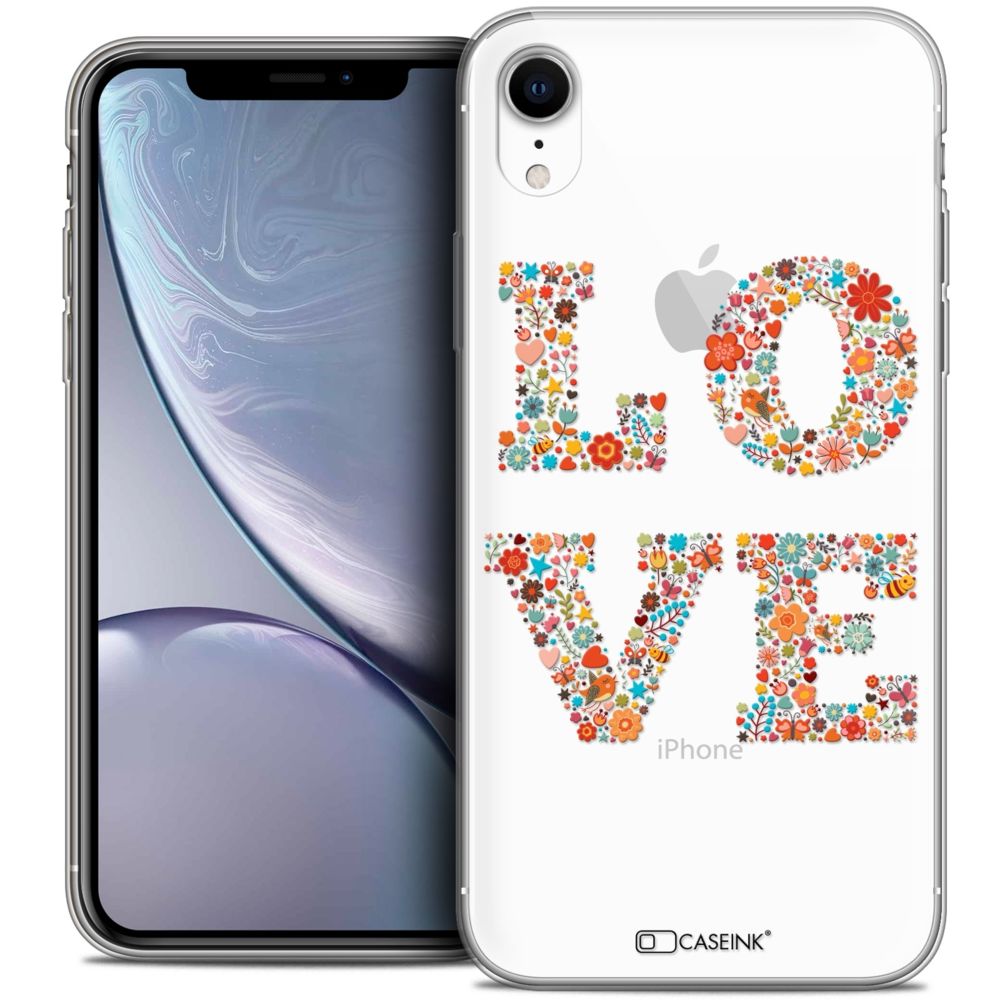 Caseink - Coque Housse Etui Apple iPhone Xr (6.1 ) [Crystal Gel HD Collection Summer Design Love Flowers - Souple - Ultra Fin - Imprimé en France] - Coque, étui smartphone