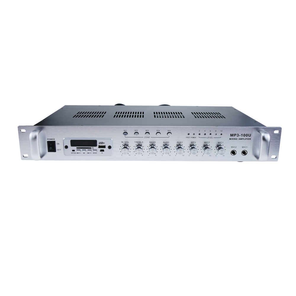 Bematik - Amplificateur de son Professional 100W 110V 5 zones avec FM MP3 AUX MIC rack - Alarme connectée
