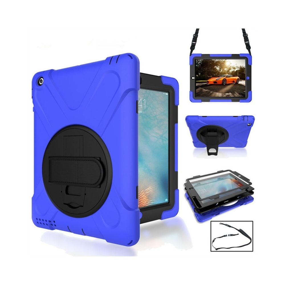 Wewoo - Coque de protection en silicone à 360 ° avec support dragonne et pour iPad 2/3/4 bleu - Coque, étui smartphone