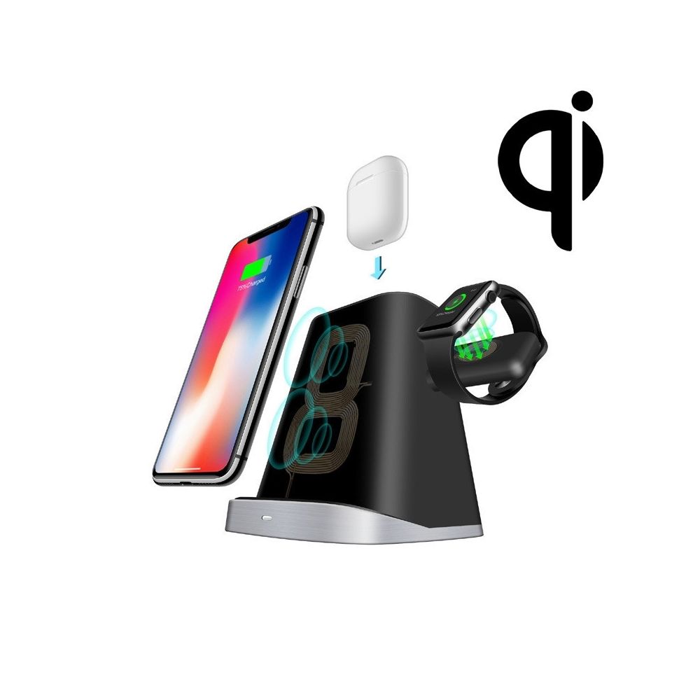 Wewoo - Chargeur sans fil P8X QI multifonction standard 3 en 1 pour téléphones Apple 8 / X / XR / XS / XS MAX / 8 Plus / QIiWatch et AirPods - Chargeur secteur téléphone