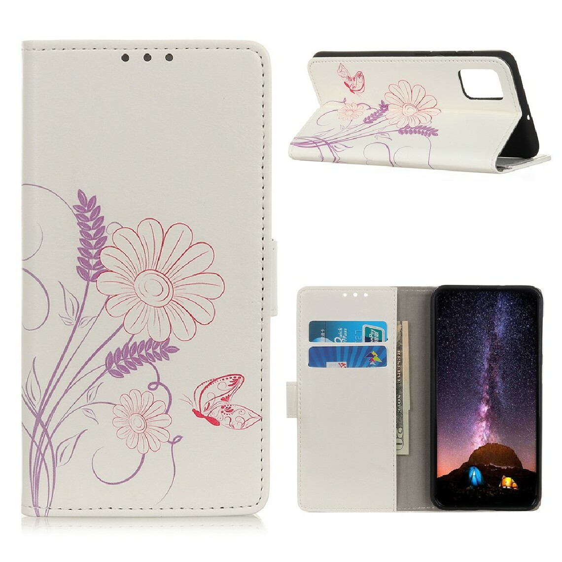 Other - Etui en PU impression de motif flip avec support fleur et papillon pour votre LG K42 - Coque, étui smartphone
