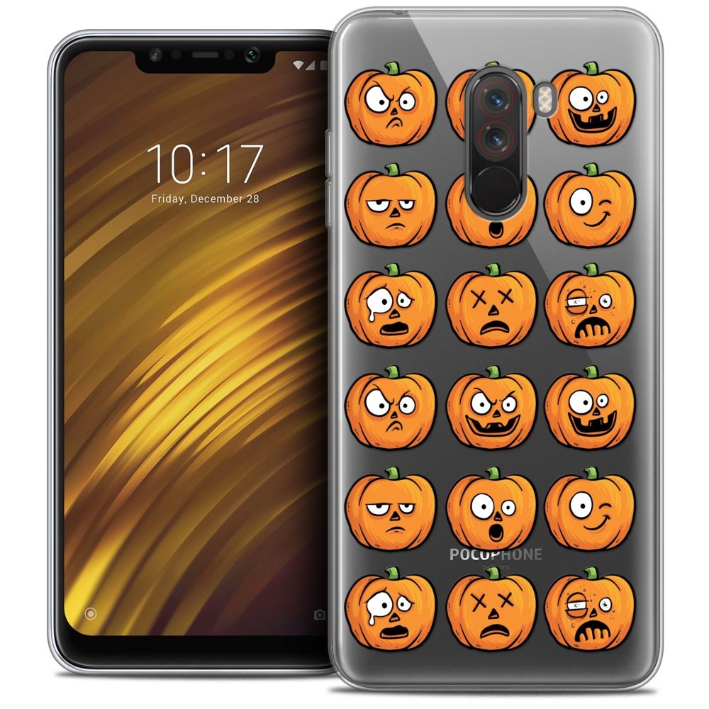 Caseink - Coque Housse Etui Xiaomi Pocophone F1 (6.18 ) [Crystal Gel HD Collection Halloween Design Cartoon Citrouille - Souple - Ultra Fin - Imprimé en France] - Coque, étui smartphone