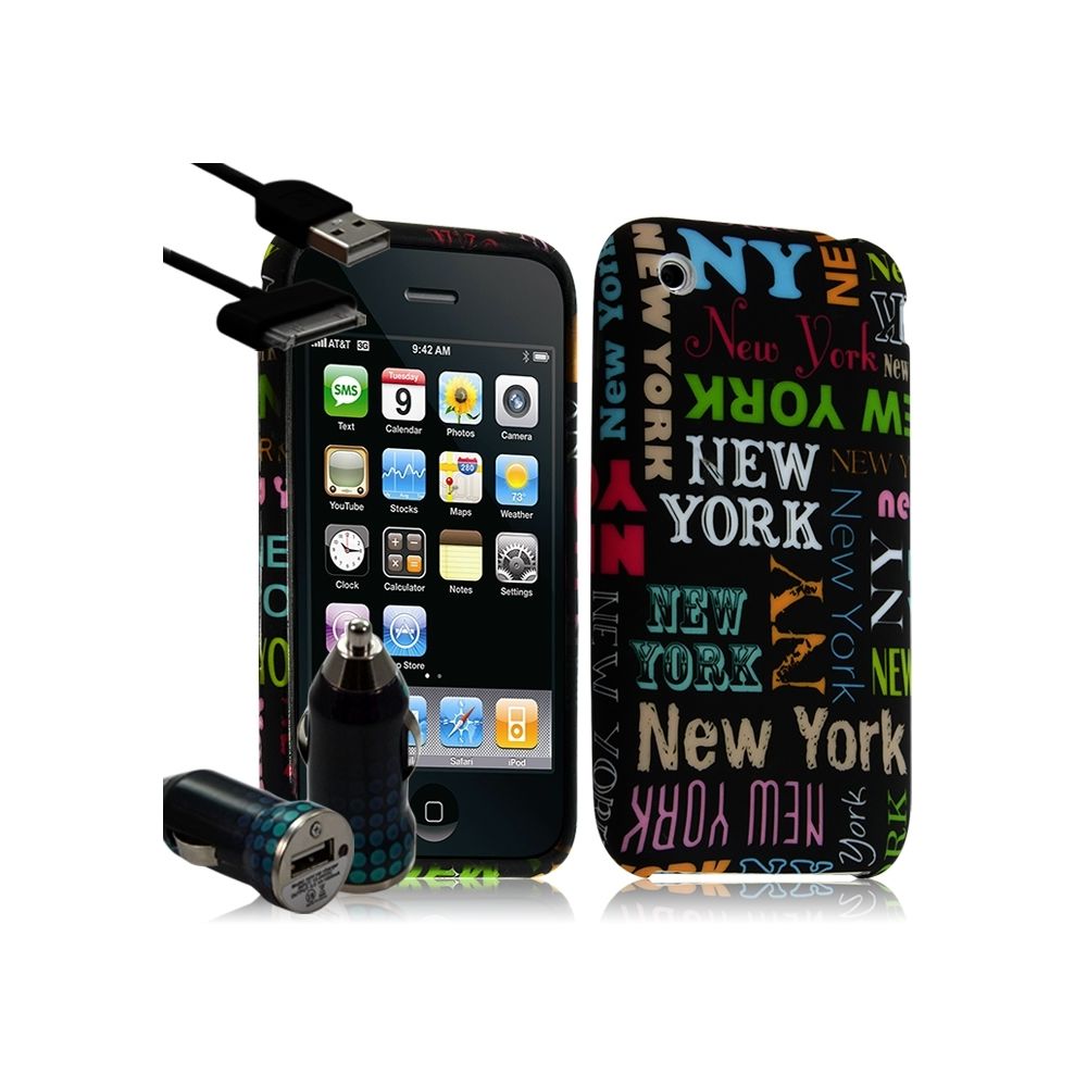 Karylax - Housse Coque Etui pour Apple Iphone 3G /3GS motif LM20 + Chargeur Auto - Support téléphone pour voiture