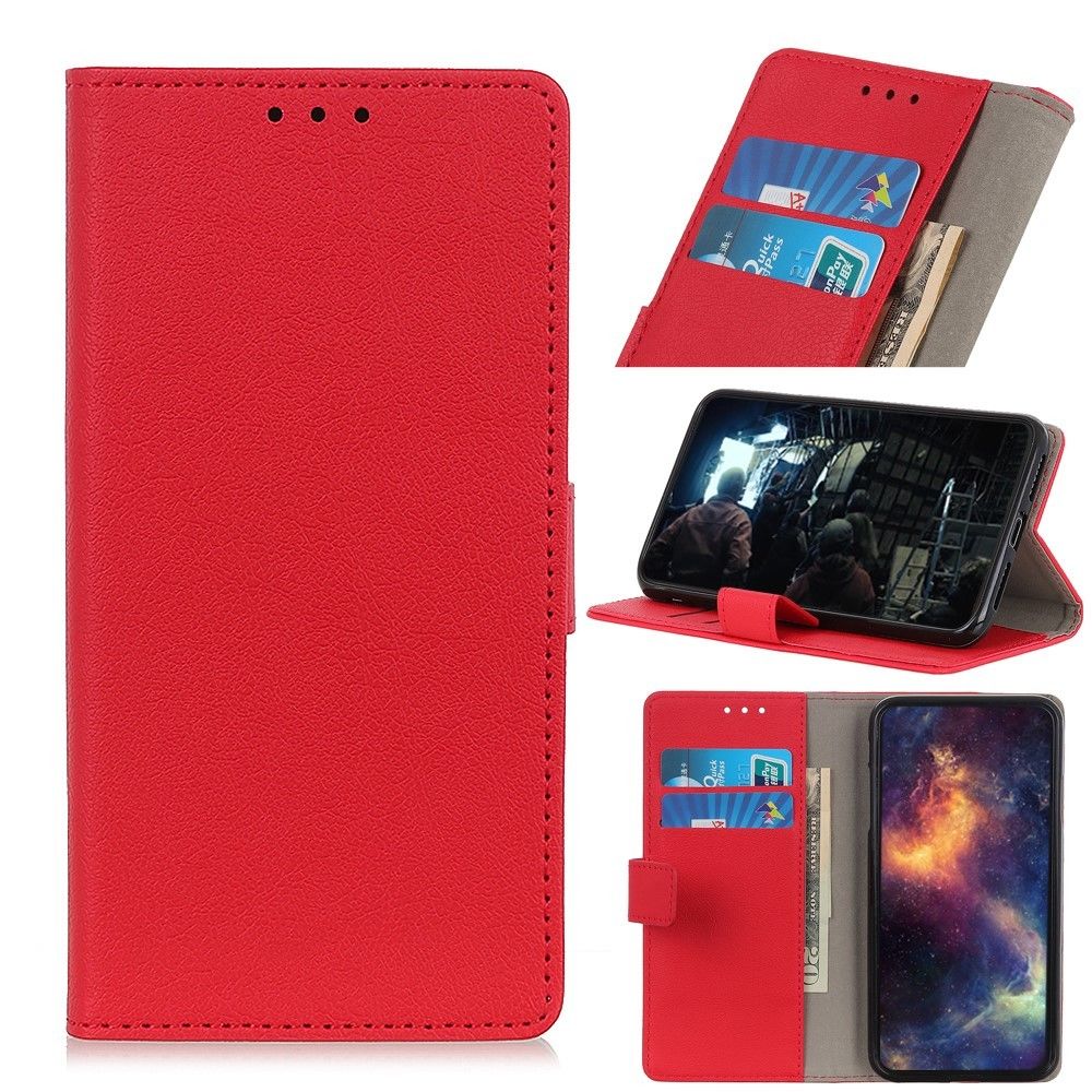 Generic - Etui en PU avec support rouge pour votre Alcatel 1S (2020) - Coque, étui smartphone