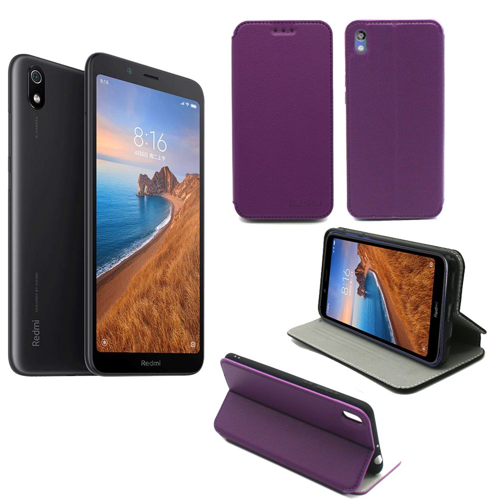 Xeptio - Xiaomi Redmi 7A Etui coque violet pochette Slim - Protection écran smartphone