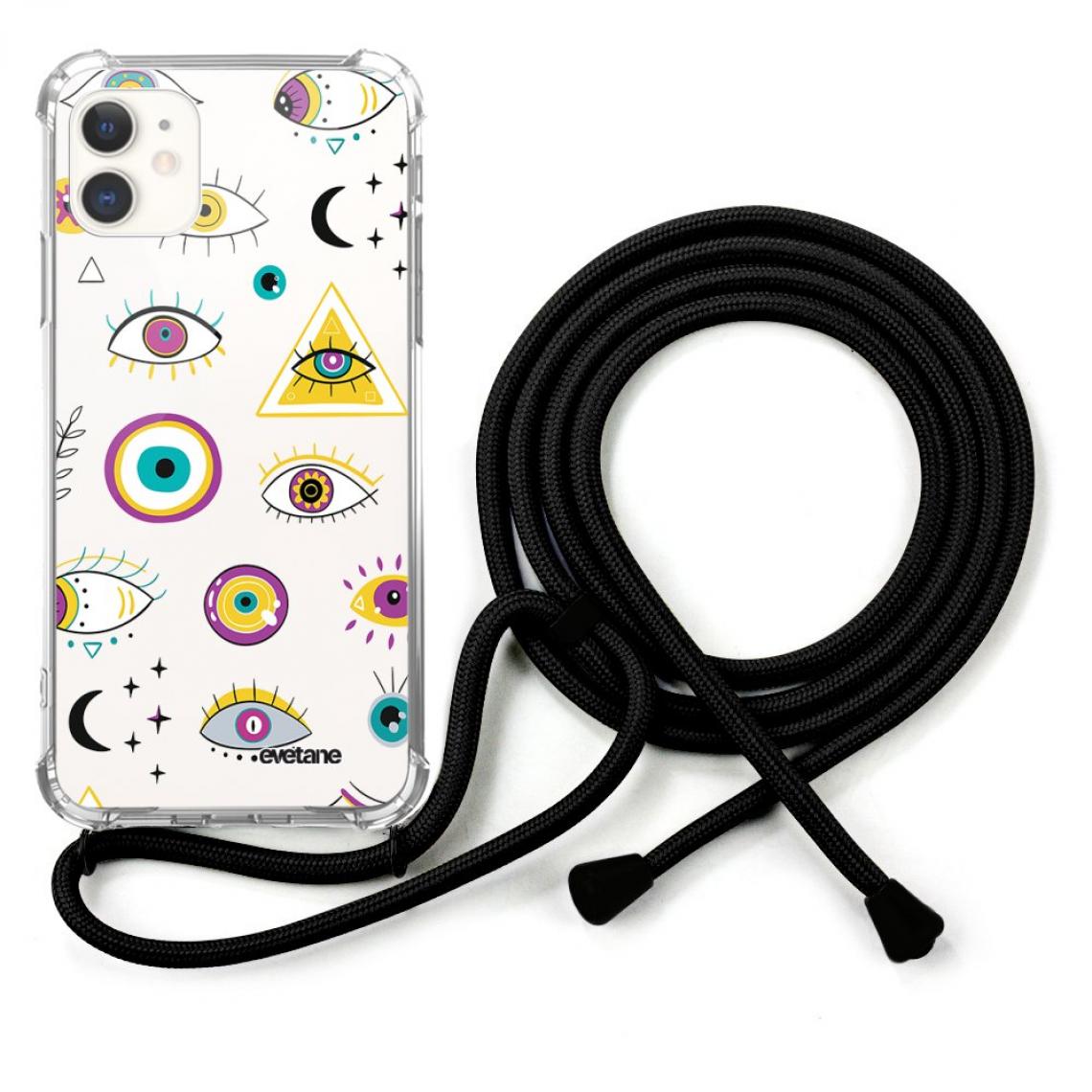 Evetane - Coque iPhone 12 Mini coque avec cordon Multi Yeux - Coque, étui smartphone