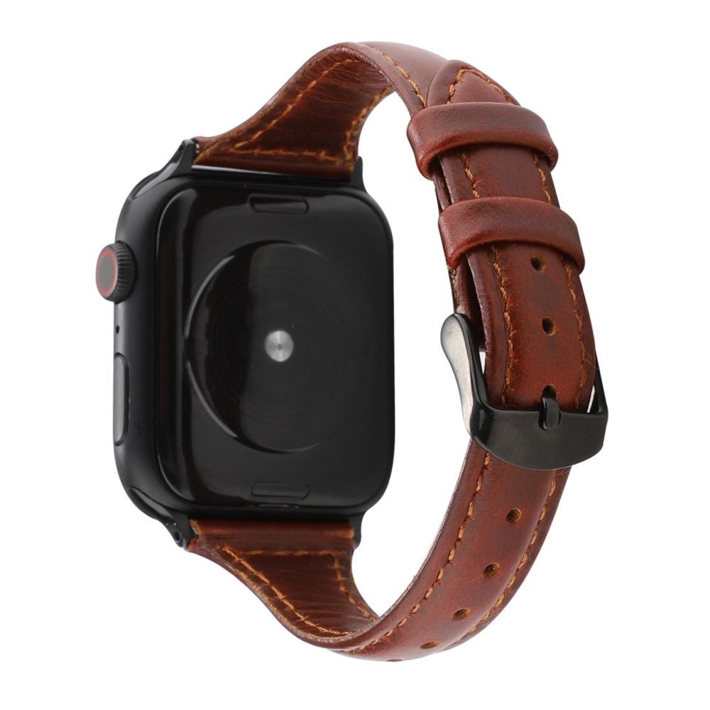 Wewoo - Pour Apple Watch Séries 5 et 4 Bracelet Cuir Véritable Texture Crazy Horse 42mm / 3 & 2 & 1 42mm Rouge Marron - Accessoires montres connectées