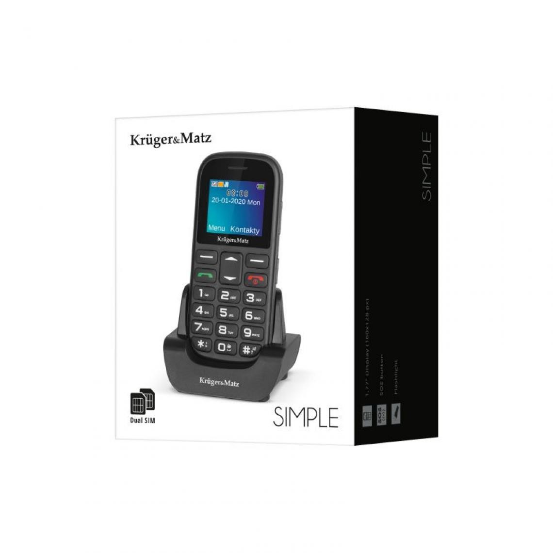 Inconnu - Kruger & Matz KM0920 4,5 cm (1.77``) 84 g Noir, Téléphone pour seniors - Téléphone fixe filaire