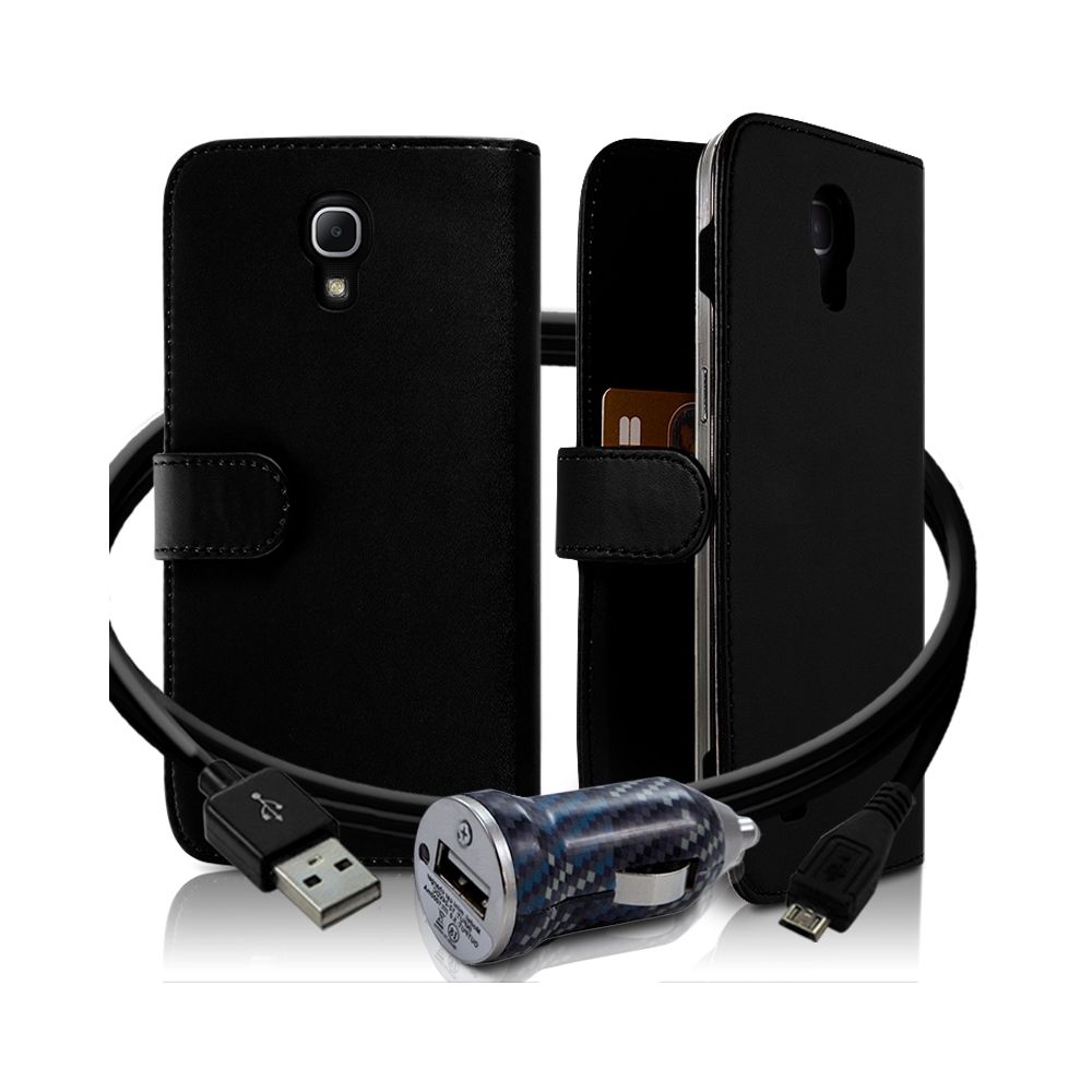Karylax - Housse Coque Etui Portefeuille pour Samsung Galaxy Mega 6.3 Couleur Noir + Chargeur Auto - Support téléphone pour voiture